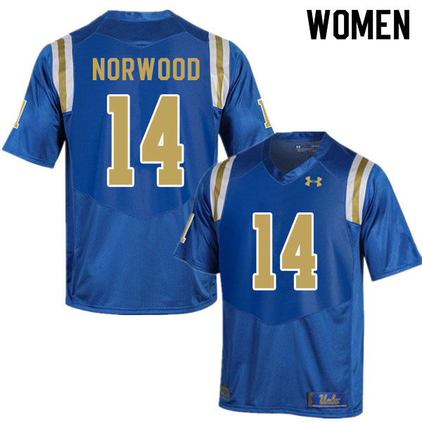 Women #14 Josiah Norwood UCLA Bruins College Football Jerseys Sale-Blue